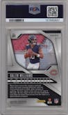 Caleb Williams from the 2024 Panini Prizm set featuring a Silver Prizm parallel graded by PSA and given an overall grade of 9.
