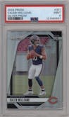 Caleb Williams from the 2024 Panini Prizm set featuring a Silver Prizm parallel graded by PSA and given an overall grade of 9.