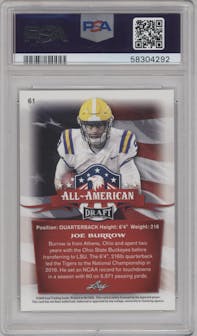 Joe Burrow from the 2020 Leaf Draft set graded by PSA and given an overall grade of 10.