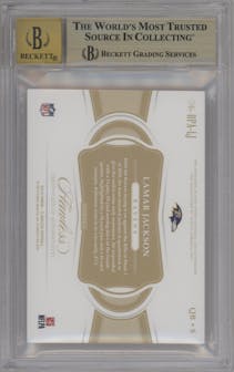 Lamar Jackson from the 2018 Panini Flawless set graded by Beckett and given an overall grade of 9.5.