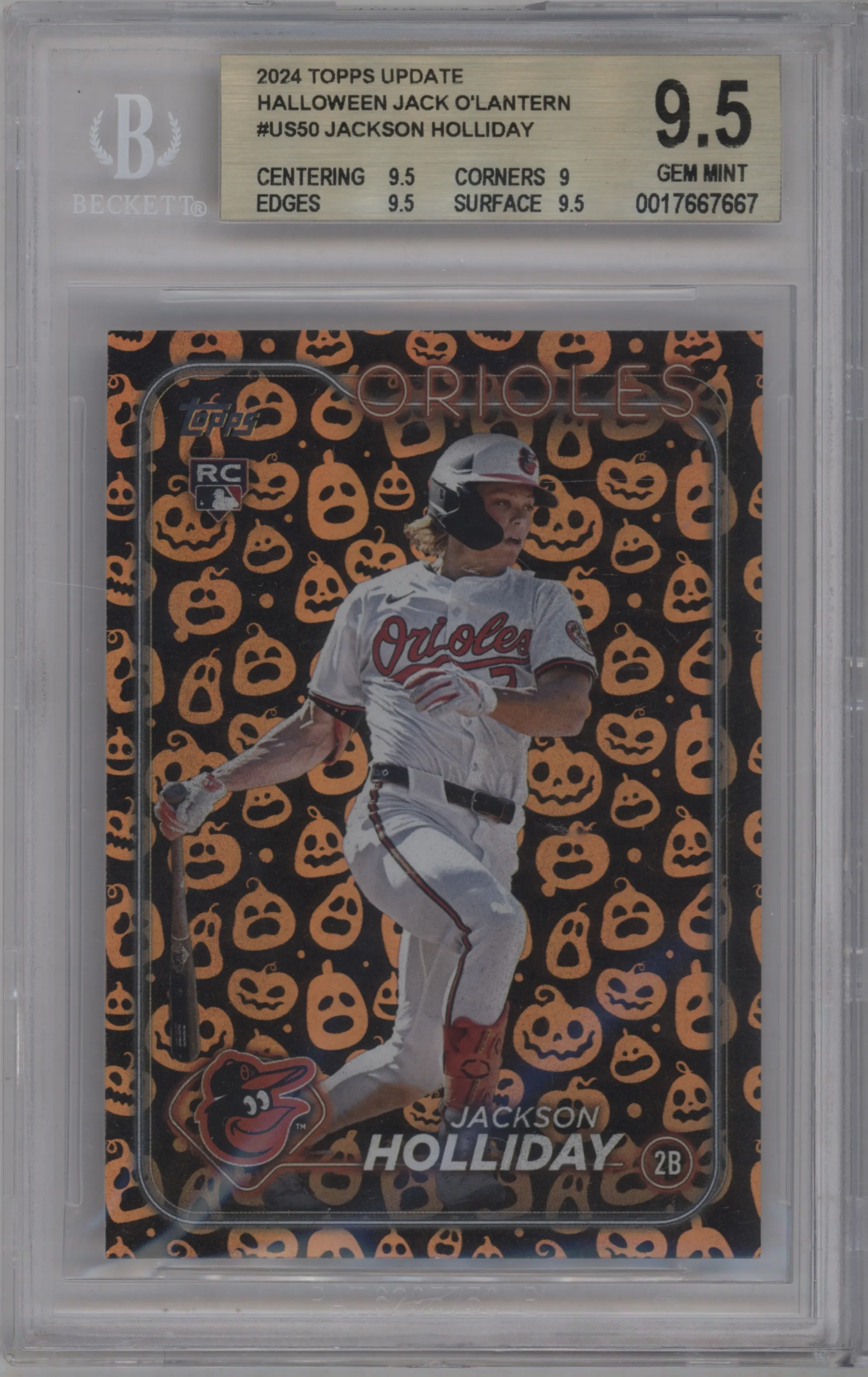 2024 Topps Update Jackson Holliday Holiday Jack O'Lanterns BGS 9.5