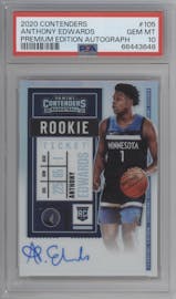 Anthony Edwards from the 2020-21 Panini Contenders set graded by PSA and given an overall grade of 10.