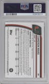 Cameron Ward from the 2024 Bowman University Chrome set featuring a Gold Shimmer parallel graded by PSA and given an overall grade of 9.
