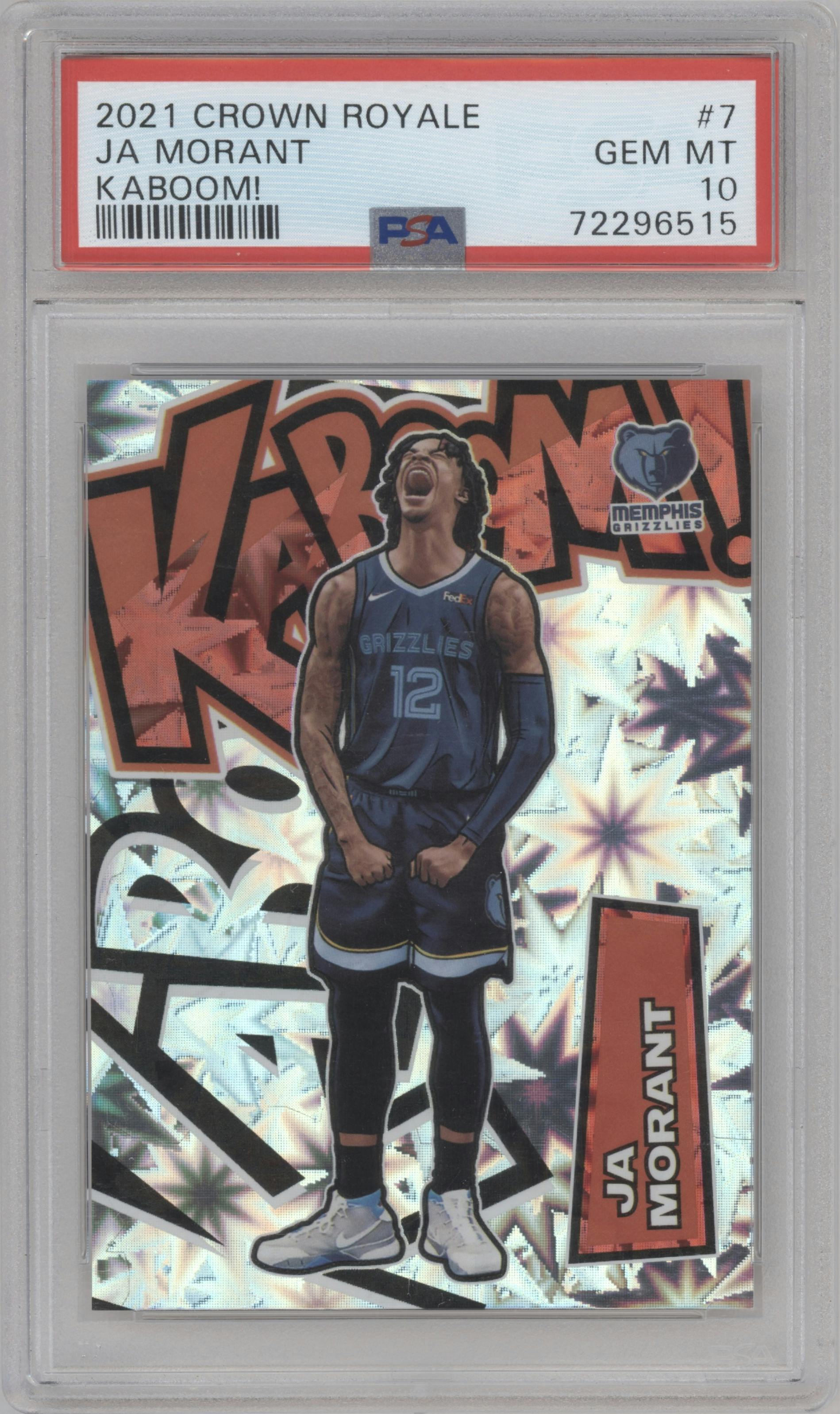 Ja Morant from the 2021-22 Crown Royale set graded by PSA and given an overall grade of 10.