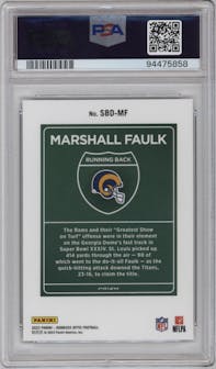 Marshall Faulk from the 2023 Donruss Optic set graded by PSA and given an overall grade of 10.