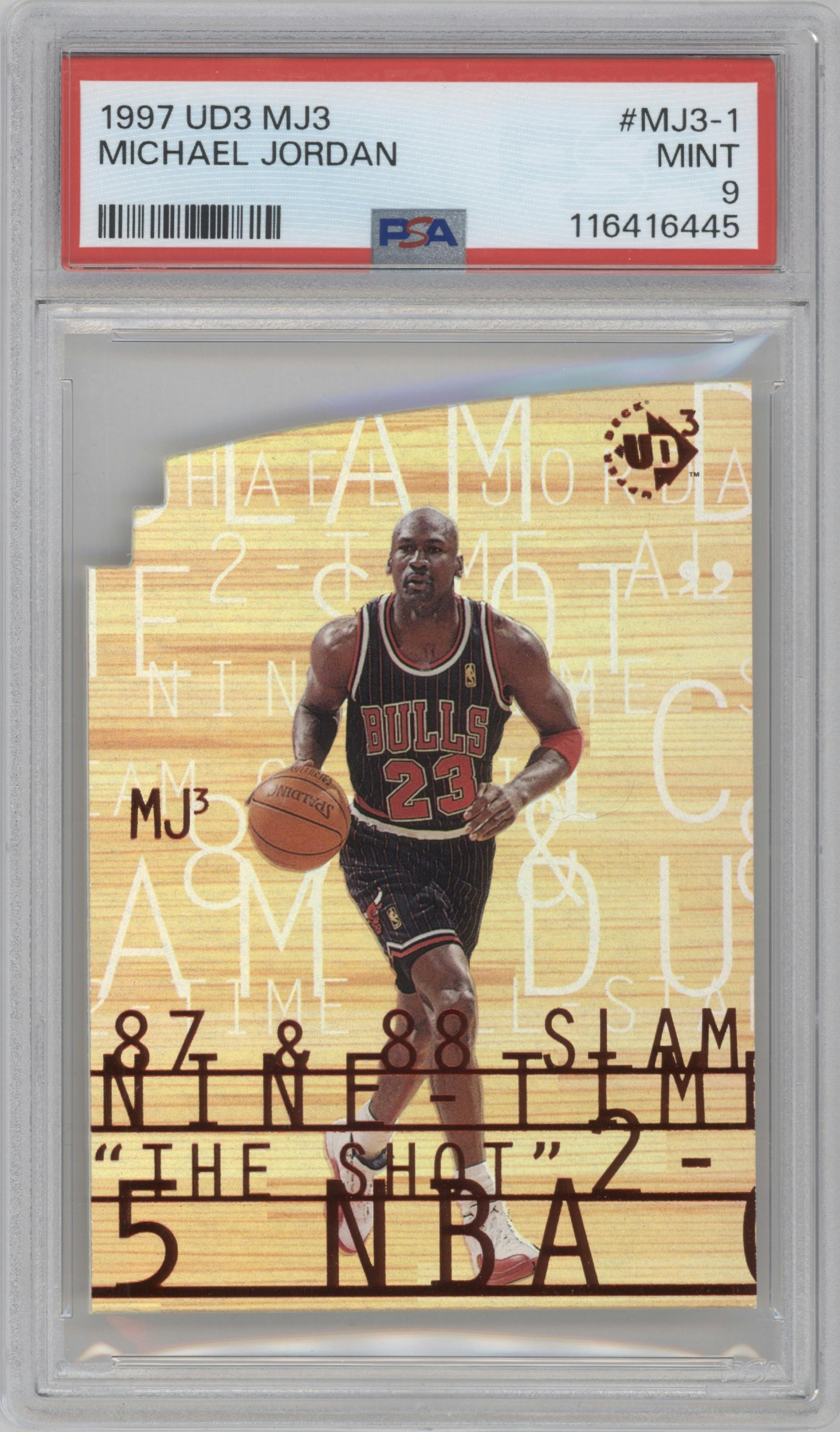 Michael Jordan from the 1997-98 Upper Deck UD3 set graded by PSA and given an overall grade of 9.