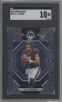C.J. Stroud from the 2023 Panini Mosaic set graded by SGC and given an overall grade of 10.