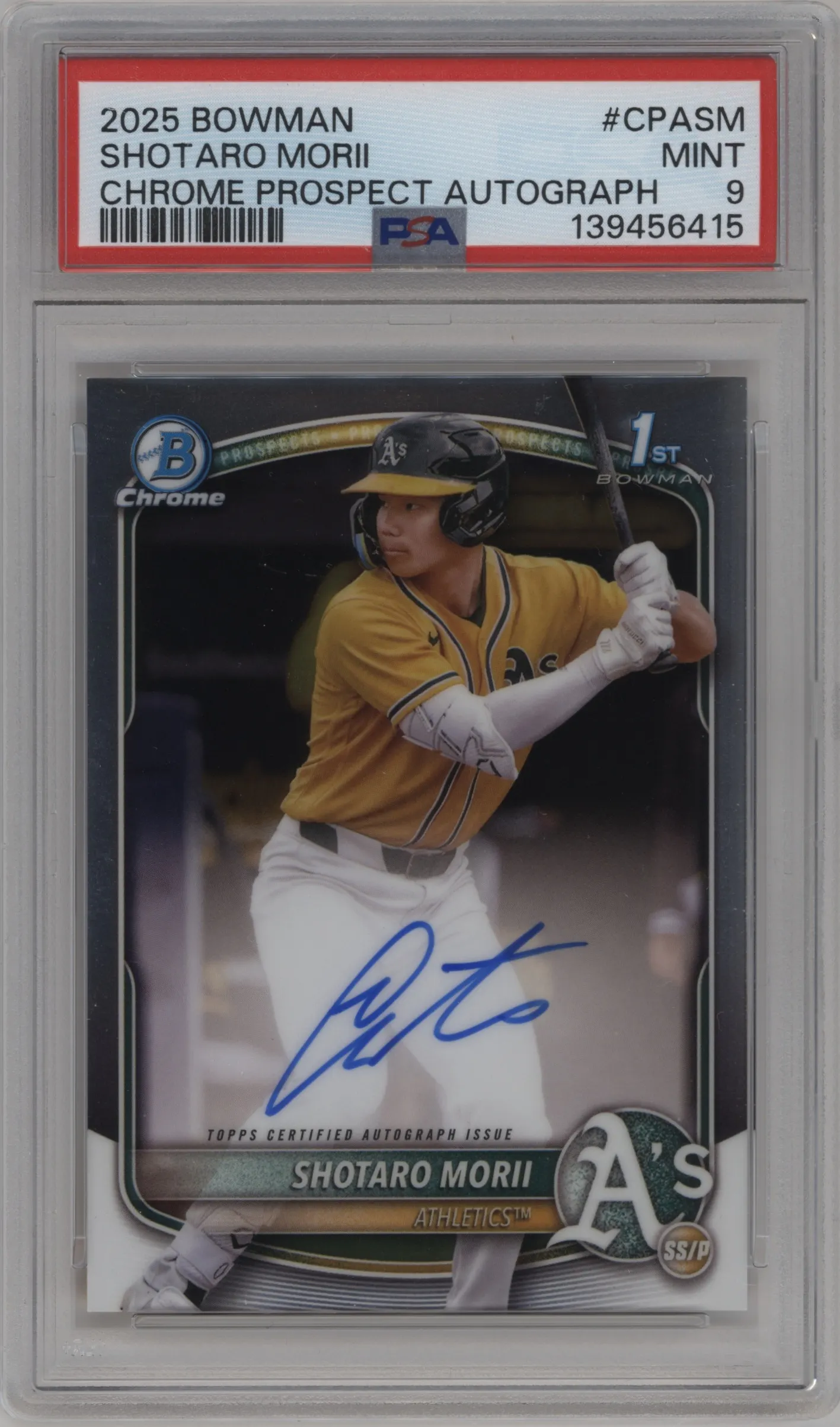 2025 Bowman Chrome Chr.Pros.Auto Shotaro Morii #CPA-SM PSA 9