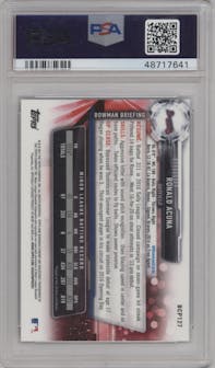 Ronald Acuna from the 2017 Bowman set graded by PSA and given an overall grade of 10.