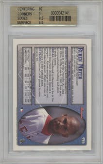 Ruben Mateo from the 1998 Bowman Chrome set graded by Beckett and given an overall grade of 9.5.