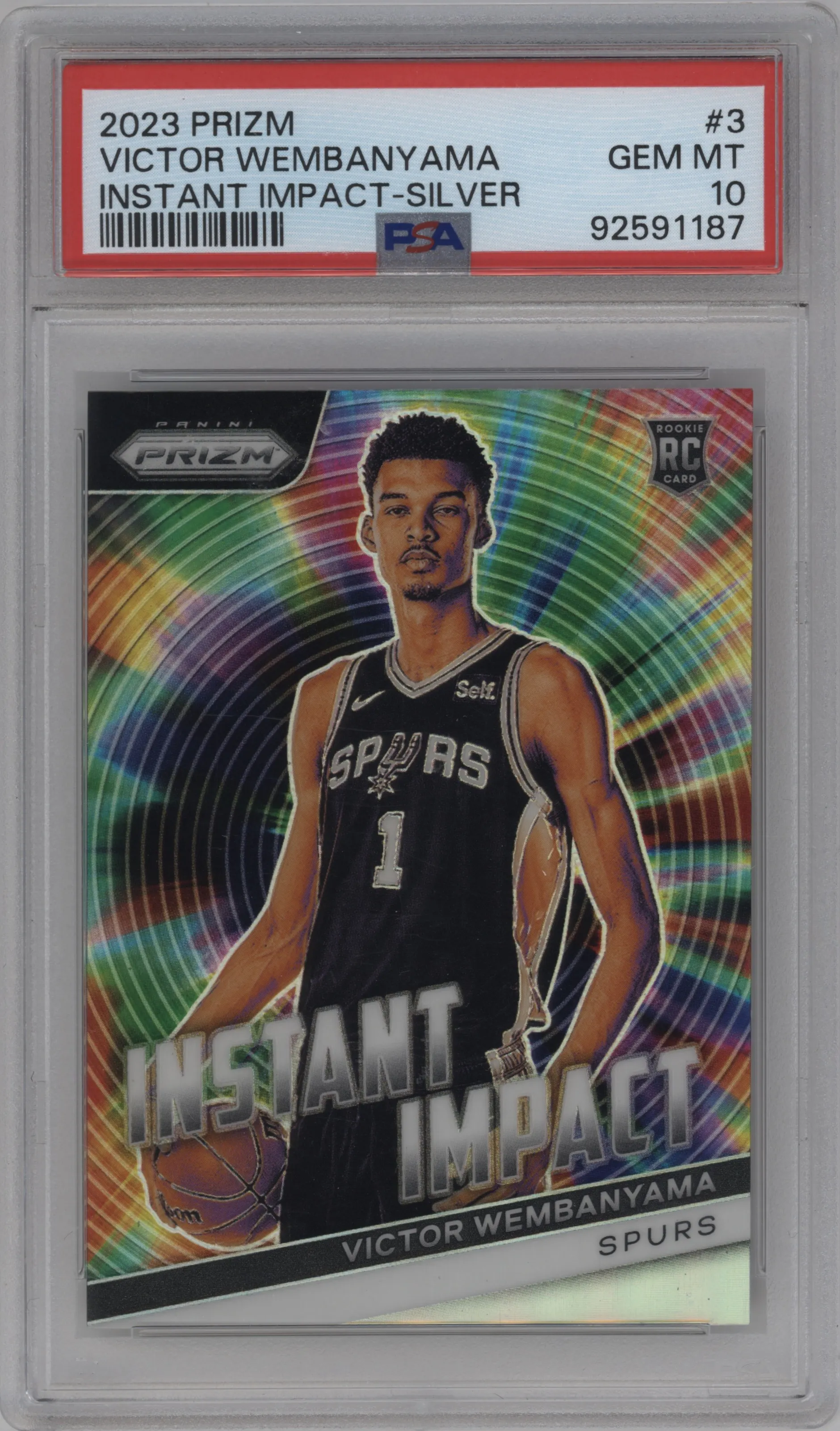2023 Panini Prizm Instant Impact Victor Wembanyama Silver Prizm #3 PSA 10