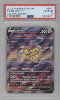 Raikou V from the 2023 Pokemon SWSH set graded by PSA and given an overall grade of 10.