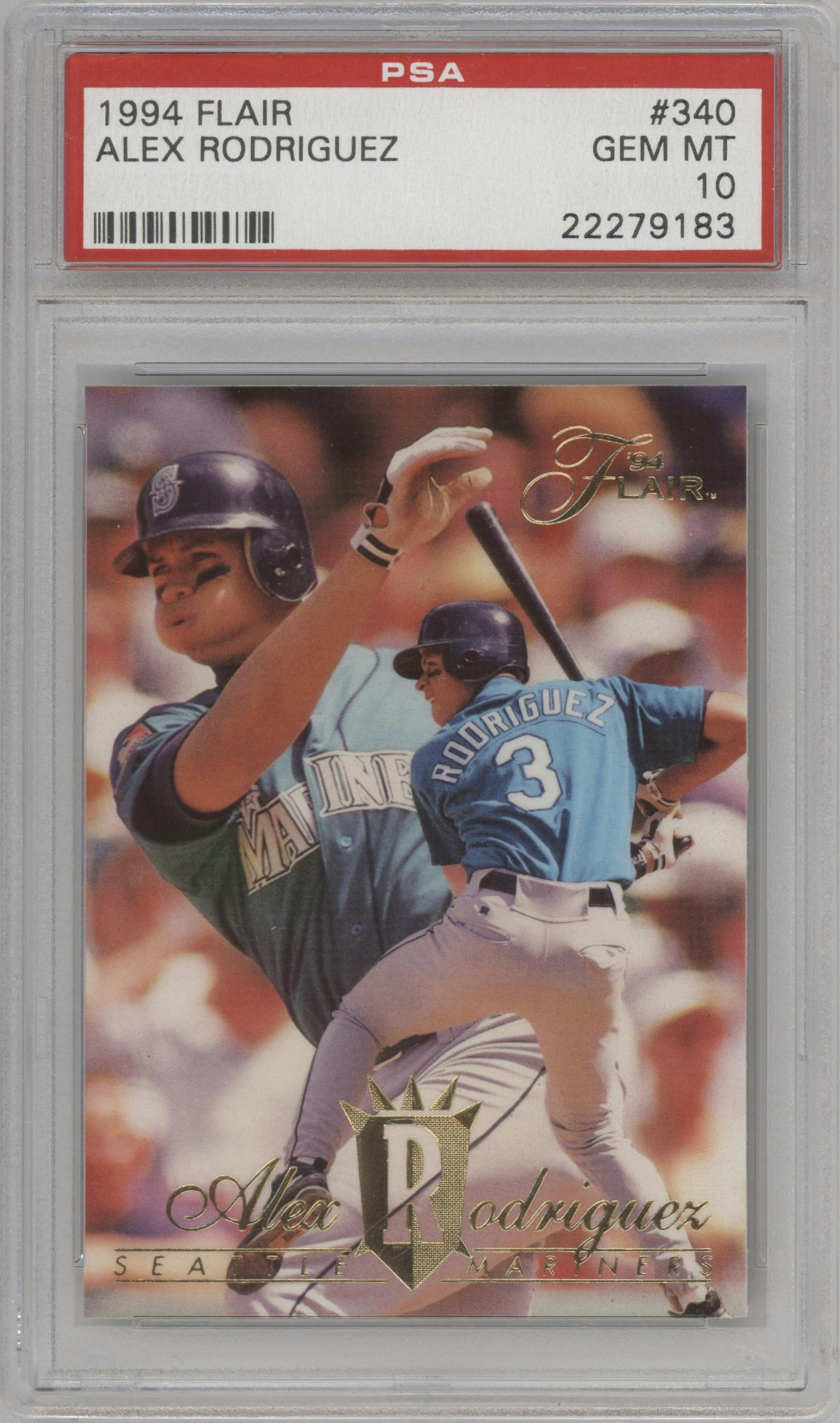 Alex Rodriguez from the 1994 Flair set graded by PSA and given an overall grade of 10.