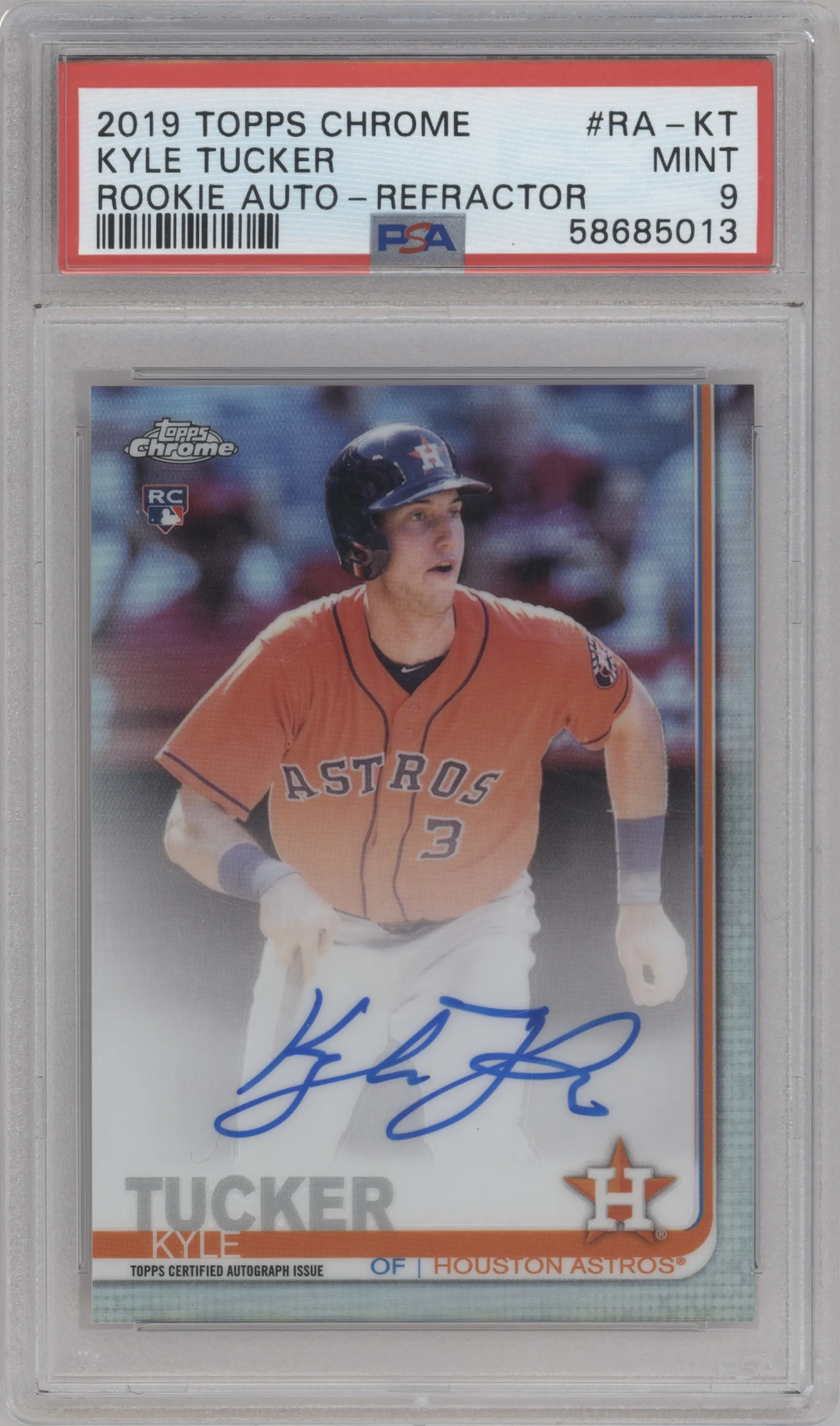 2019 Topps Chrome Rke.Auto Kyle Tucker Refractor PSA 9