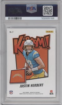 Justin Herbert from the 2023 Panini Absolute set graded by PSA and given an overall grade of 9.
