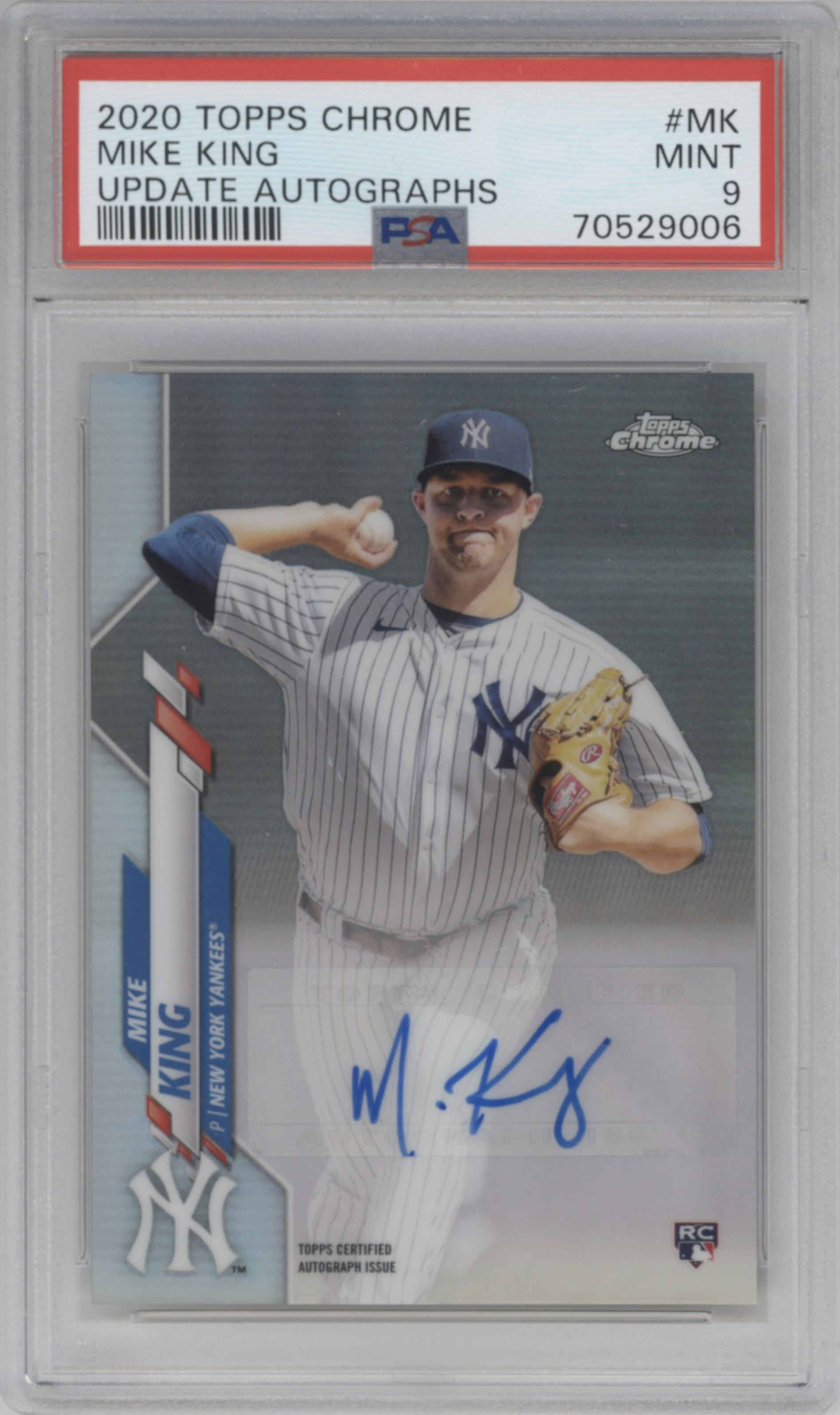 Mike King from the 2020 Topps Chrome Update    set graded by PSA and given an overall grade of 9.