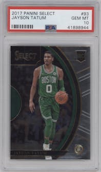 Jayson Tatum from the 2017-18 Panini Select set graded by PSA and given an overall grade of 10.