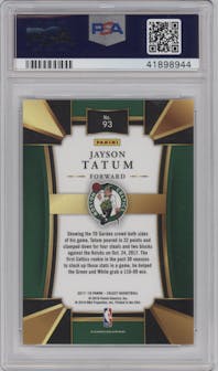 Jayson Tatum from the 2017-18 Panini Select set graded by PSA and given an overall grade of 10.