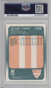 Michael Jordan from the 1988-89 Fleer set graded by PSA and given an overall grade of 8.