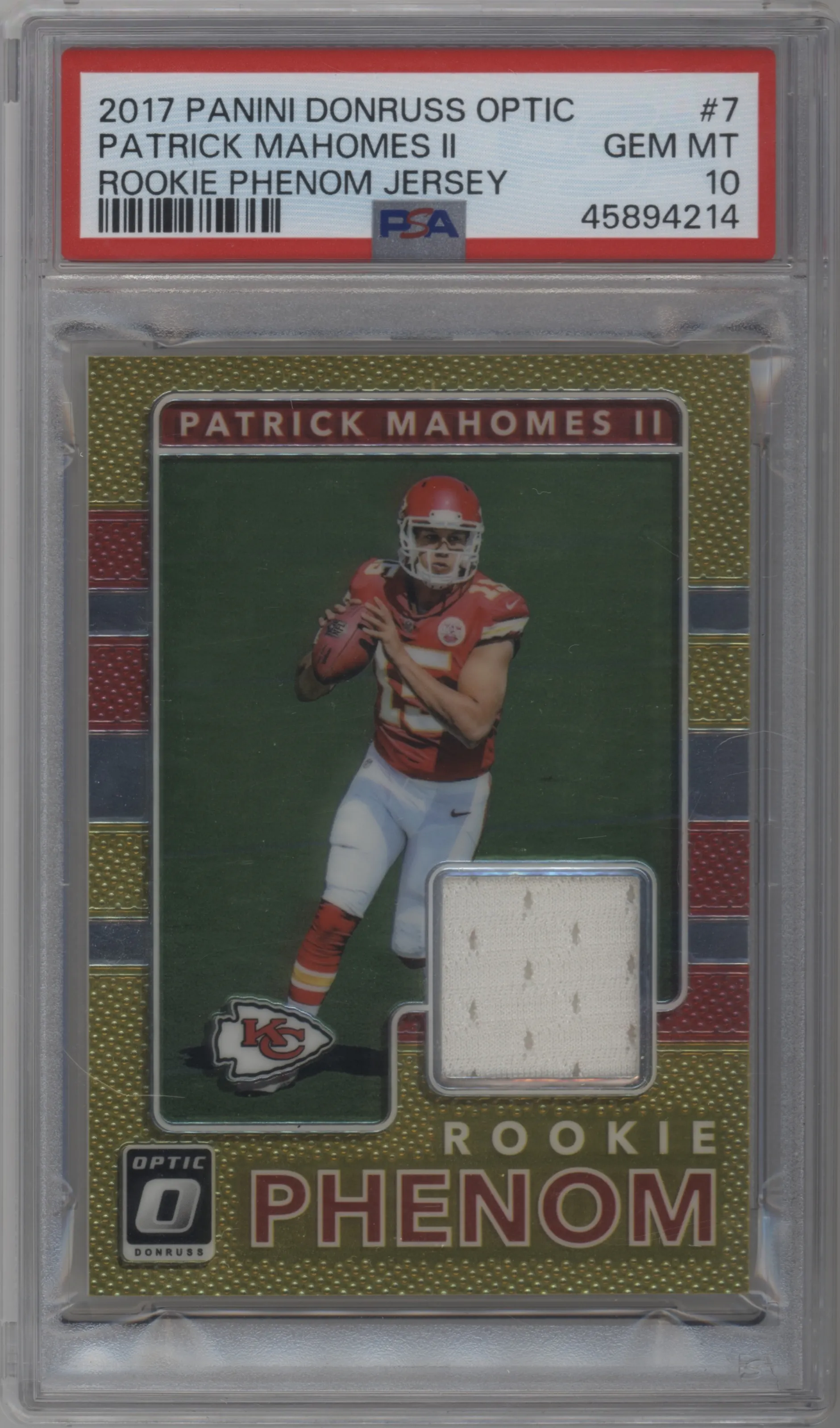 2017 Panini Donruss Optic Rke.Phenom Jrsys. Patrick Mahomes II #7 PSA 10