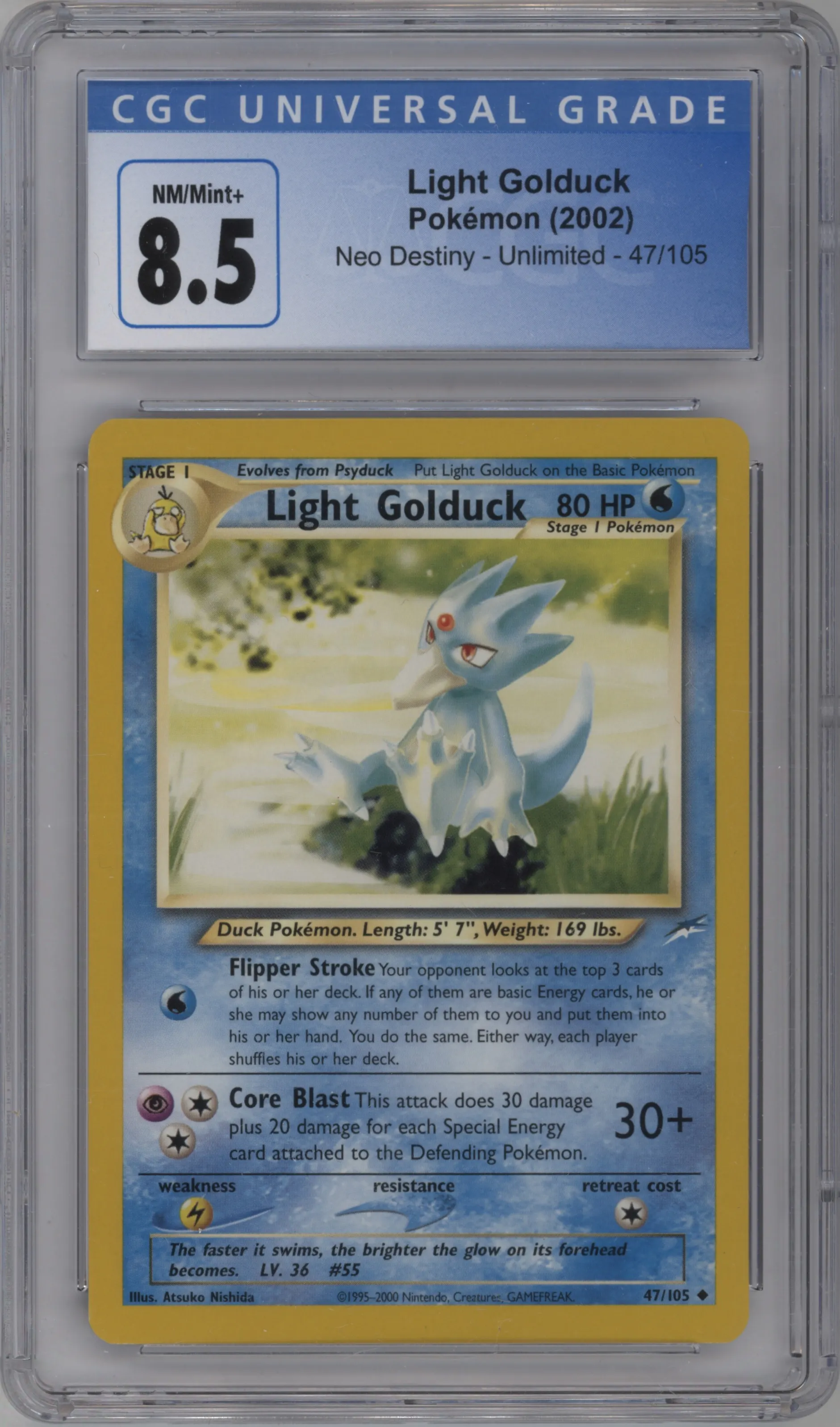 2002 Pokemon Neo Genesis Neo Destiny Light Golduck #47 CGC 8.5