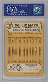 Willie Mays from the 1968 Topps set graded by PSA and given an overall grade of 8.