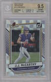 J.J. McCarthy  from the 2024 Donruss set graded by Beckett and given an overall grade of 9.5.