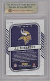 J.J. McCarthy  from the 2024 Donruss set graded by Beckett and given an overall grade of 9.5.