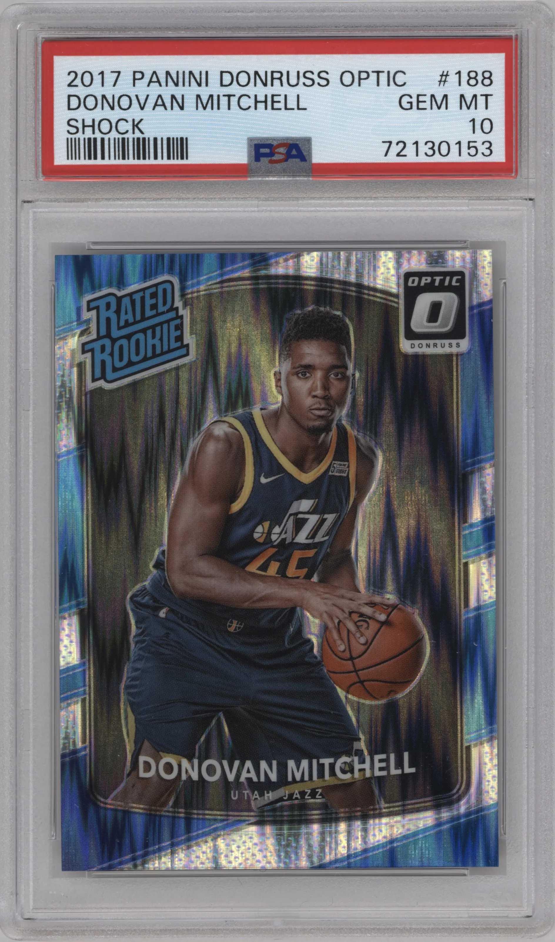2017 Panini Donruss Optic Rated Rookie Donovan Mitchell Shock PSA 10