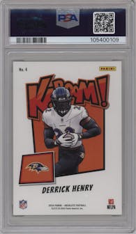 Derrick Henry from the 2024 Panini Absolute set graded by PSA and given an overall grade of 9.