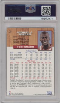 Michael Jordan from the 1993-94 NBA Hoops  set graded by PSA and given an overall grade of 9.