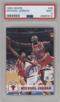 Michael Jordan from the 1993-94 NBA Hoops  set graded by PSA and given an overall grade of 9.