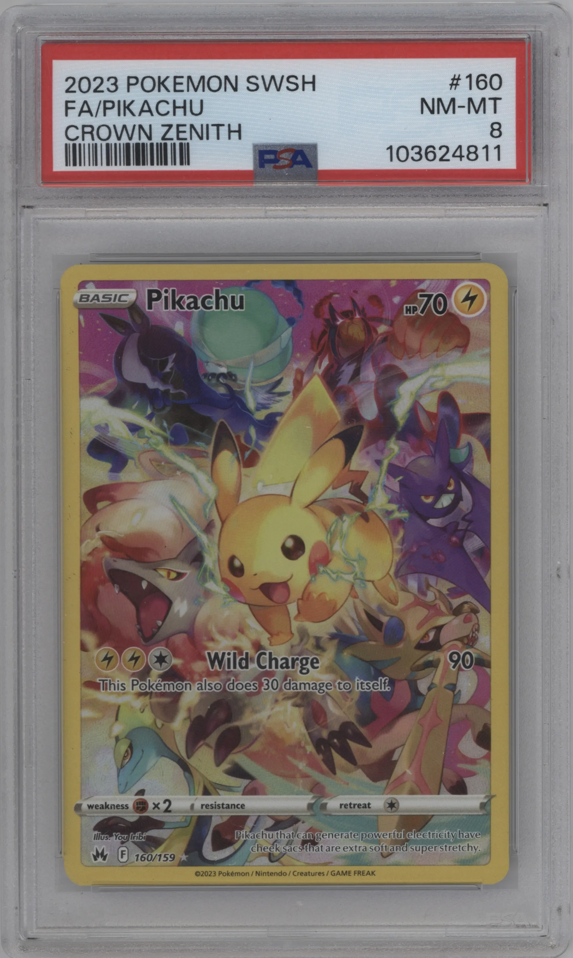 2023 Pokemon SWSH Crown Zenith Pikachu #160 PSA 8
