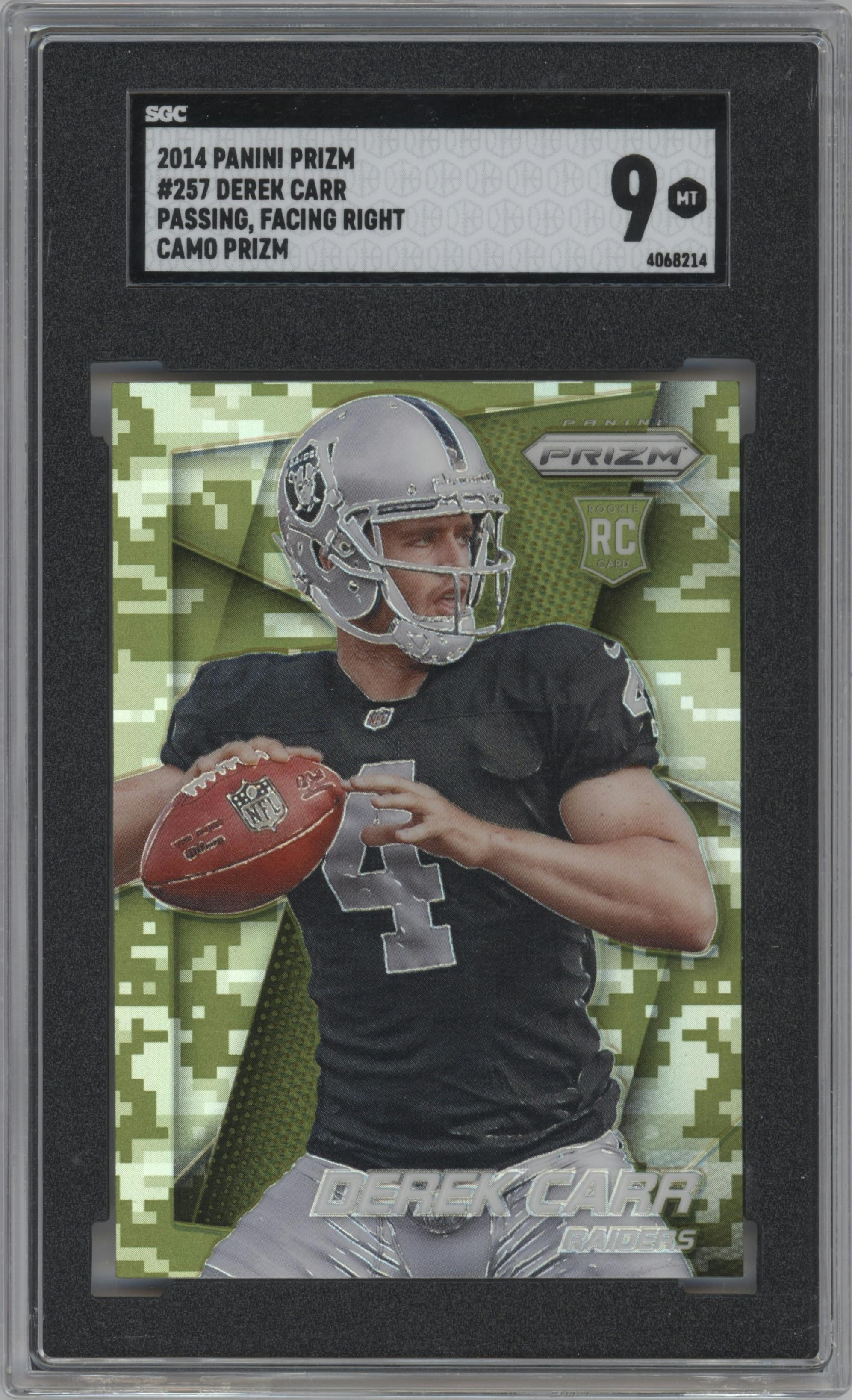 2014 Derek Carr Red Yellow good Prizm RC