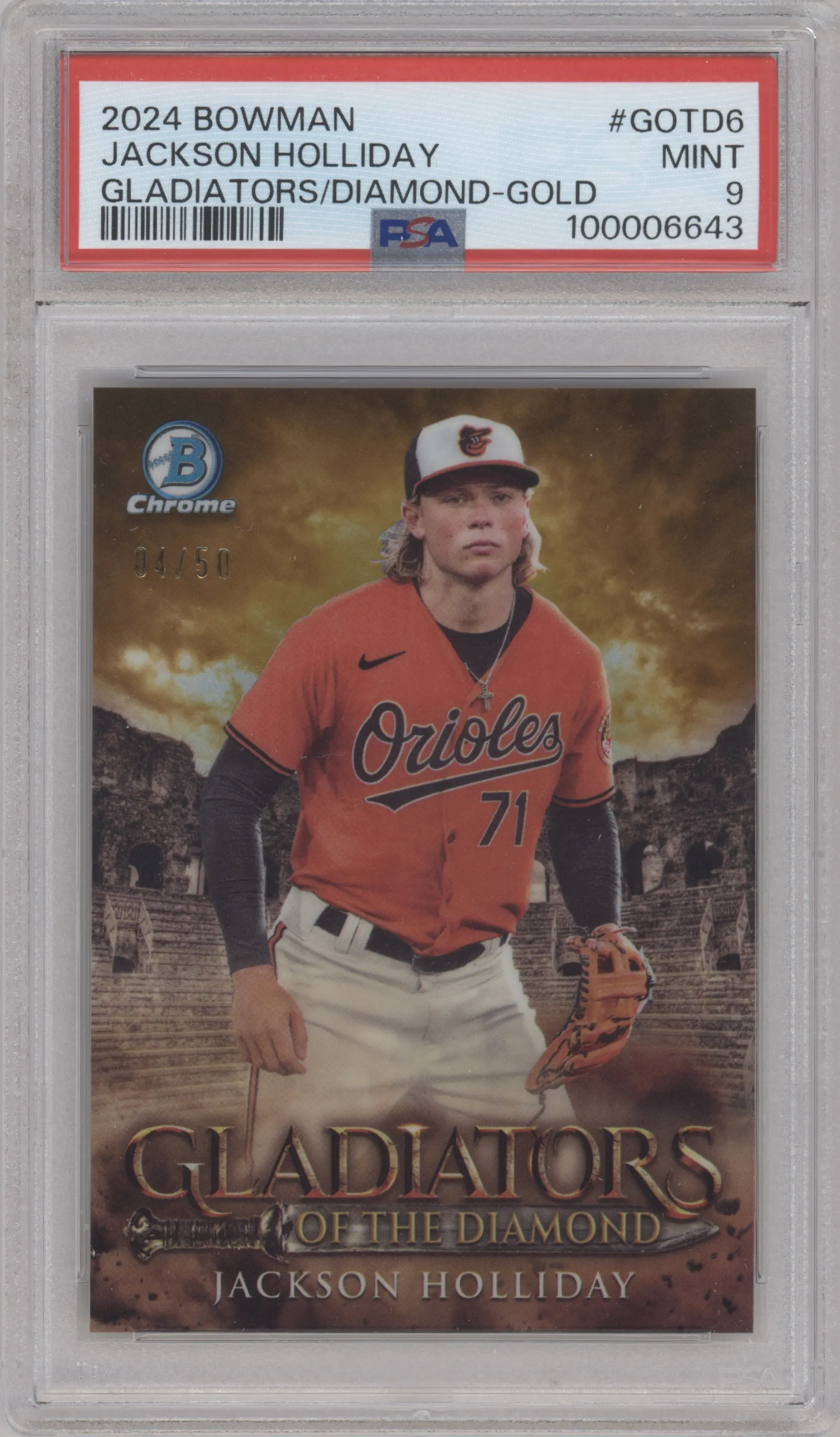 2024 Bowman GOTD Jackson Holliday Gold Refractors PSA 9