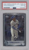Julio Rodriguez from the 2022 Topps Chrome Update set graded by PSA and given an overall grade of 10.