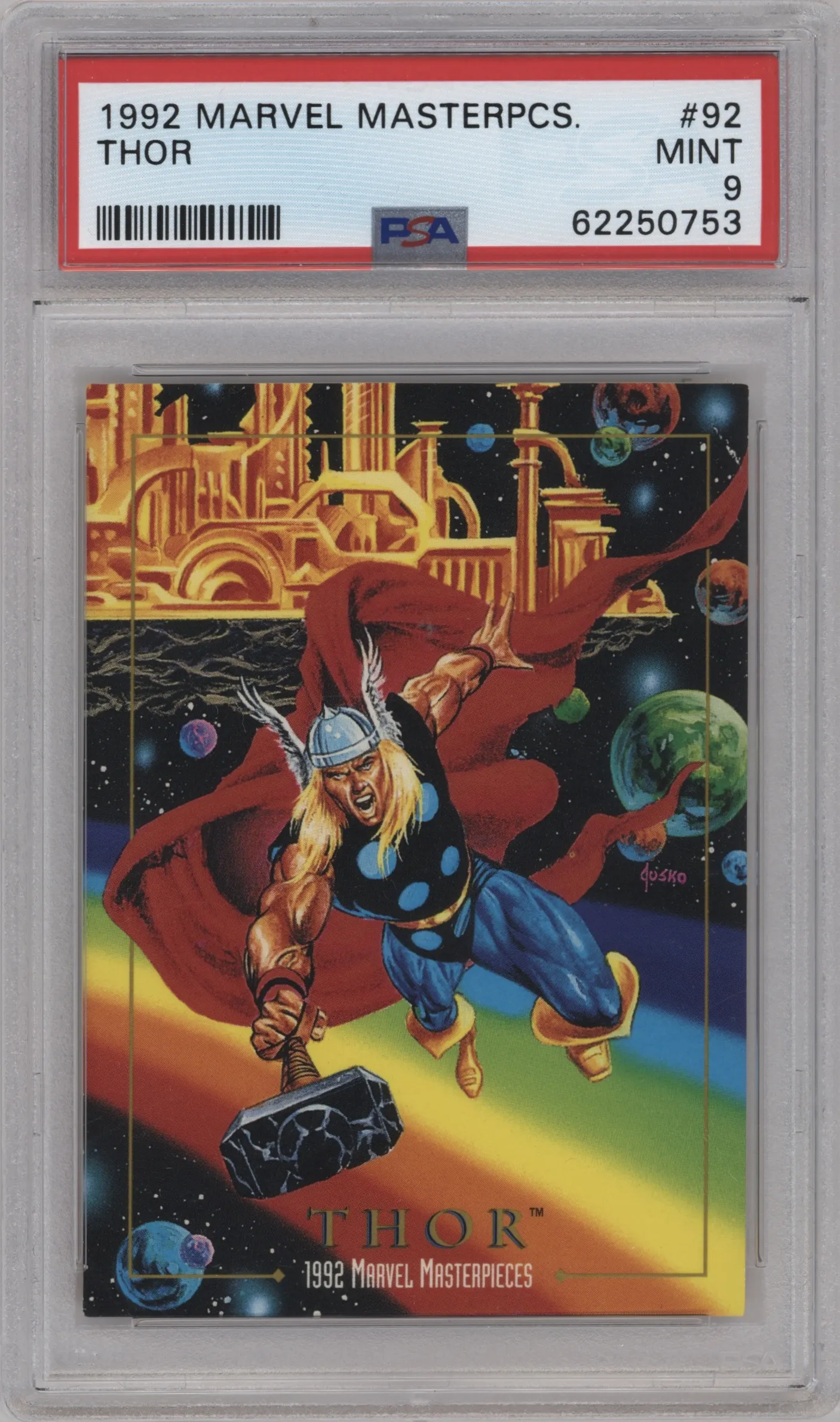 1992 SkyBox Marvel Masterpieces Thor #92 PSA 9