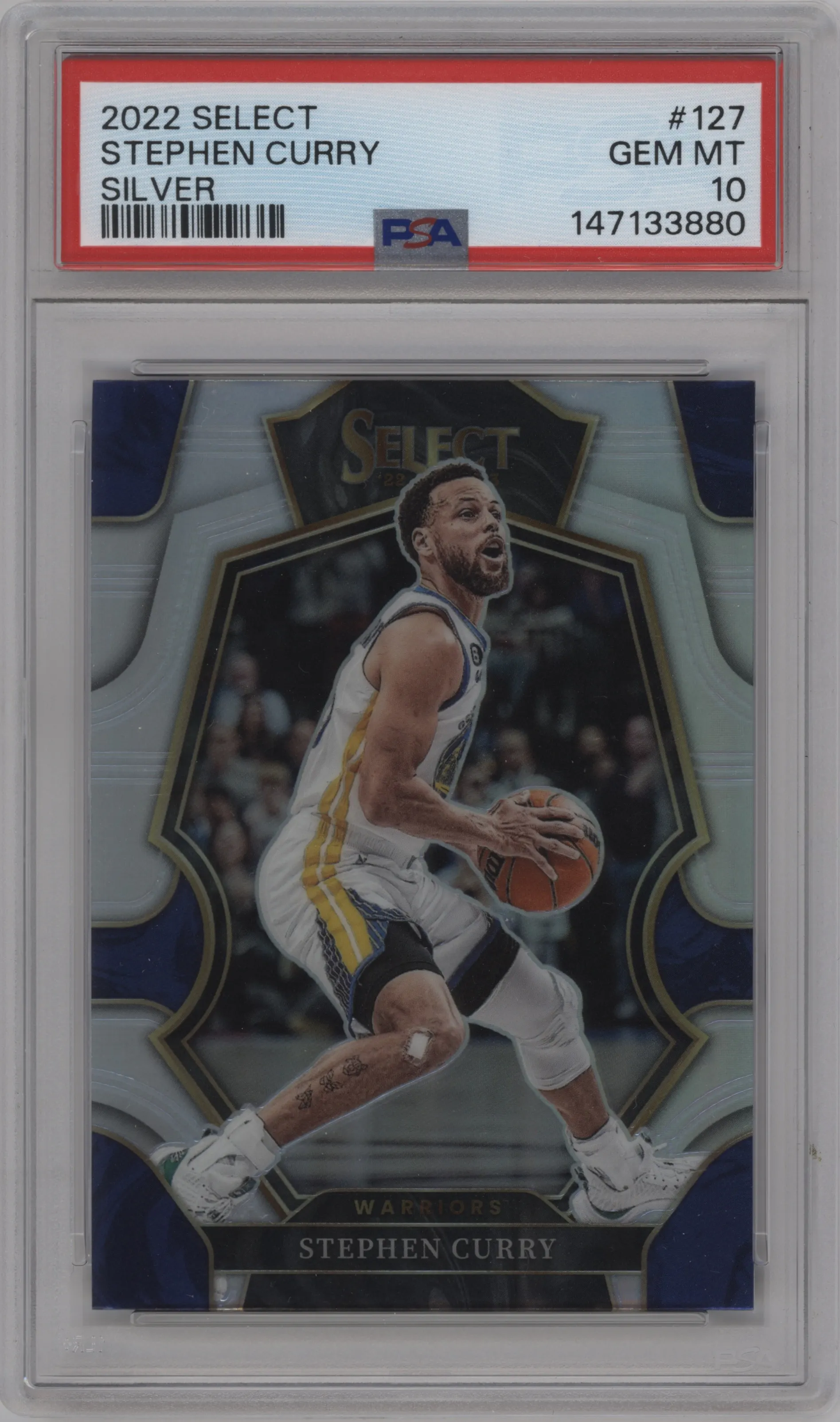 2022 Panini Select Pre.Lvl. Stephen Curry Silver Prizm #127 PSA 10