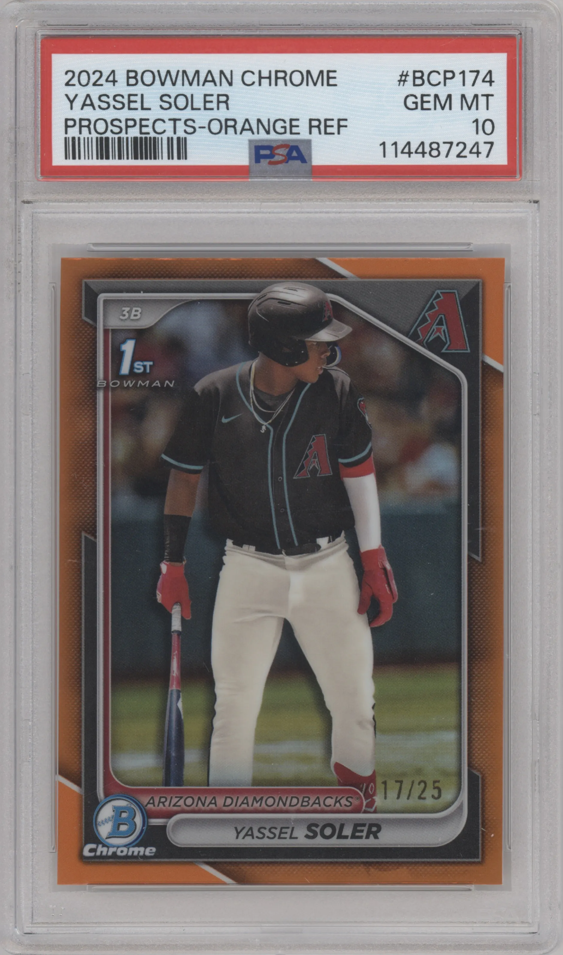 2024 Bowman Chrome Chr.Pros. Yassel Soler Orange Refractor #BCP-174 PSA 10