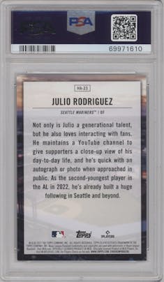 Julio Rodriguez from the 2022 Topps Update  set graded by PSA and given an overall grade of 9.