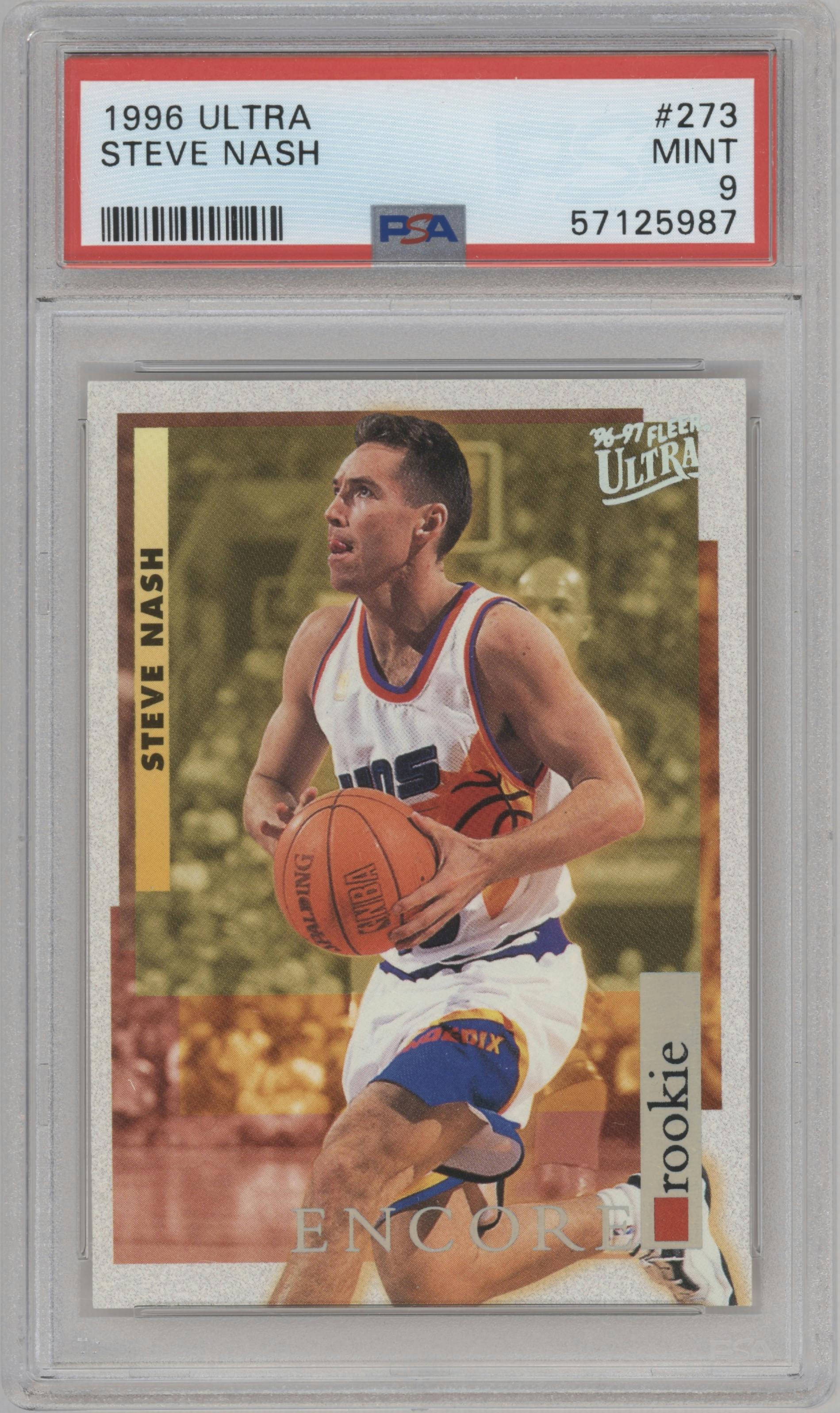 Steve Nash from the 1996-97 Fleer Ultra set graded by PSA and given an overall grade of 9.