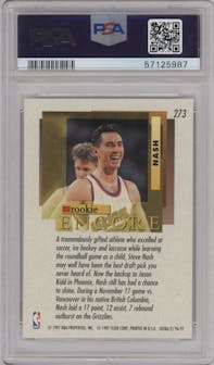 Steve Nash from the 1996-97 Fleer Ultra set graded by PSA and given an overall grade of 9.