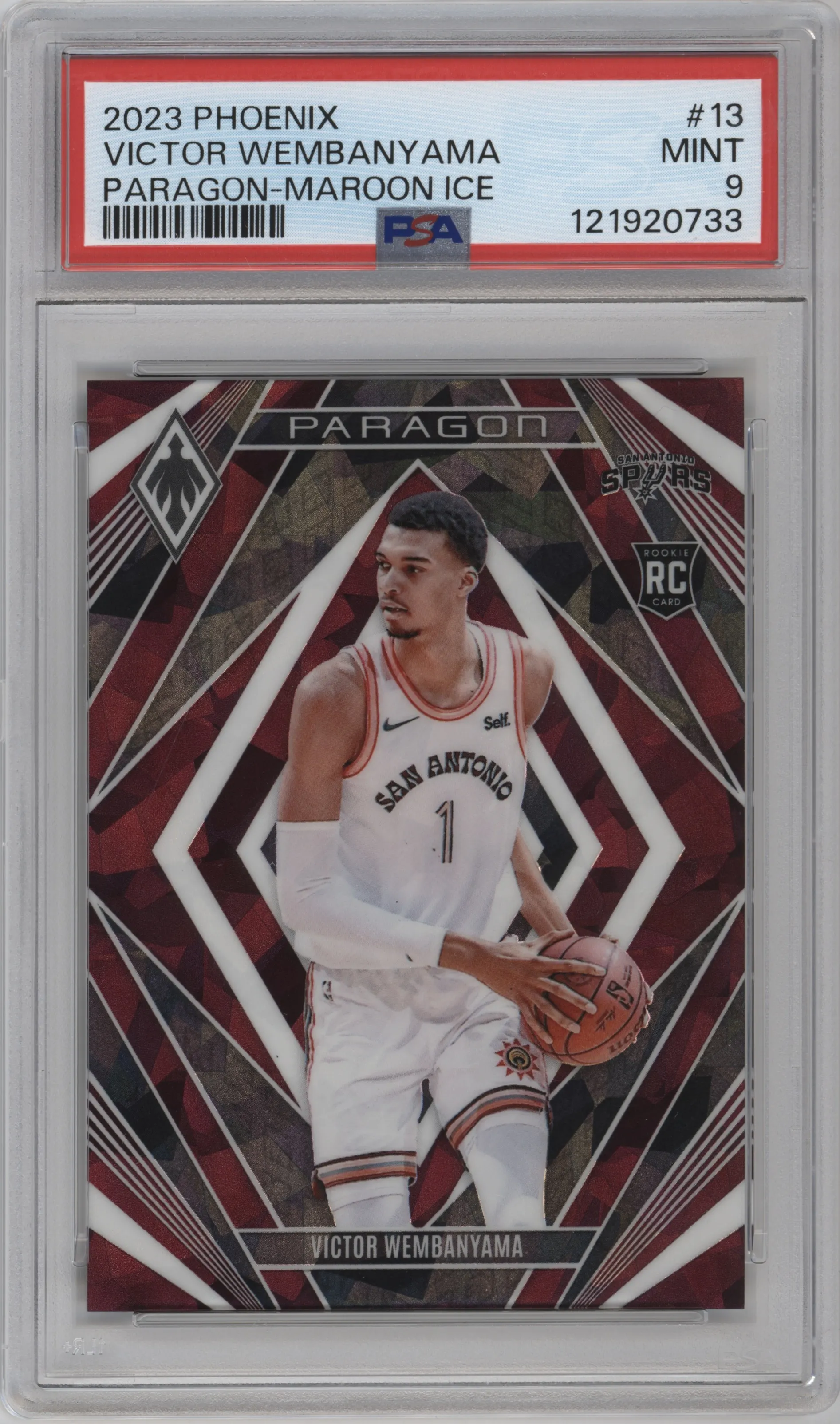 2023 Panini Phoenix Paragon Victor Wembanyama Maroon Ice #13 PSA 9