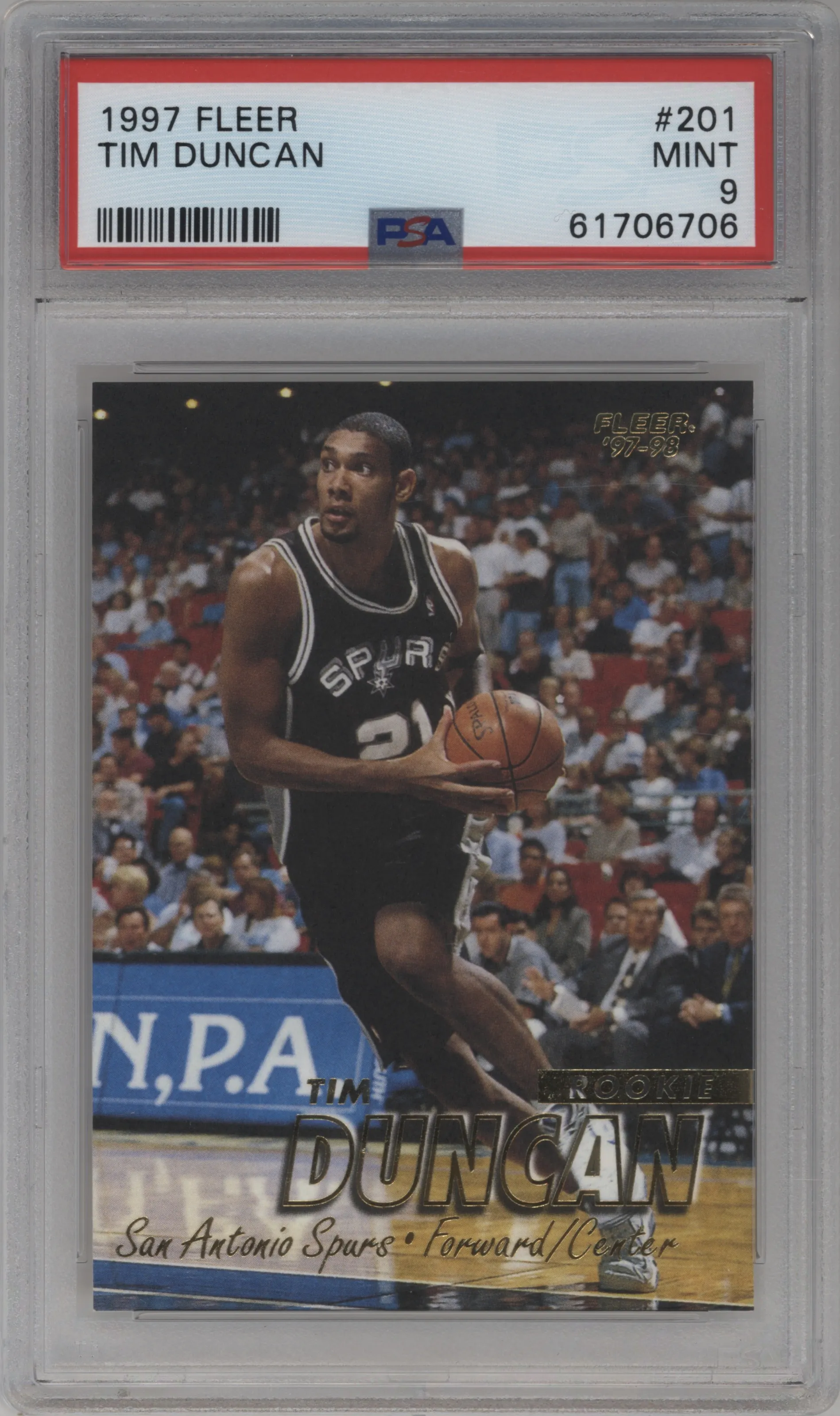 1997 Fleer Tim Duncan #201 PSA 9