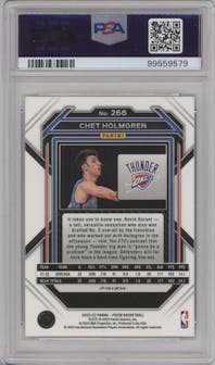 Chet Holmgren from the 2022-23 Panini Prizm  set featuring a Silver Prizm parallel graded by PSA and given an overall grade of 10.
