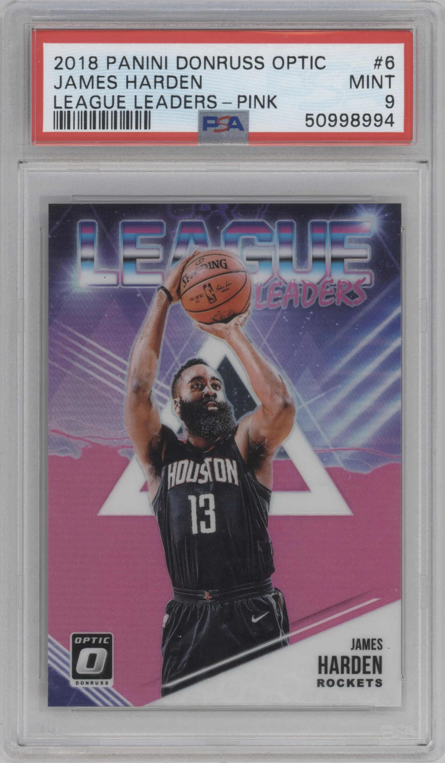 2018 Panini Donruss Optic League Leaders James Harden Pink #6 CGC 9