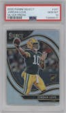 Jordan Love from the 2020 Panini Select set featuring a Silver Prizm parallel graded by PSA and given an overall grade of 10.