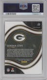 Jordan Love from the 2020 Panini Select set featuring a Silver Prizm parallel graded by PSA and given an overall grade of 10.