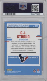 C.J. Stroud from the 2023 Donruss Optic set graded by PSA and given an overall grade of 10.