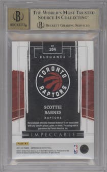 Scottie Barnes from the 2021-22 Panini Impeccable  set featuring a Asia parallel graded by Beckett and given an overall grade of 9.5.
